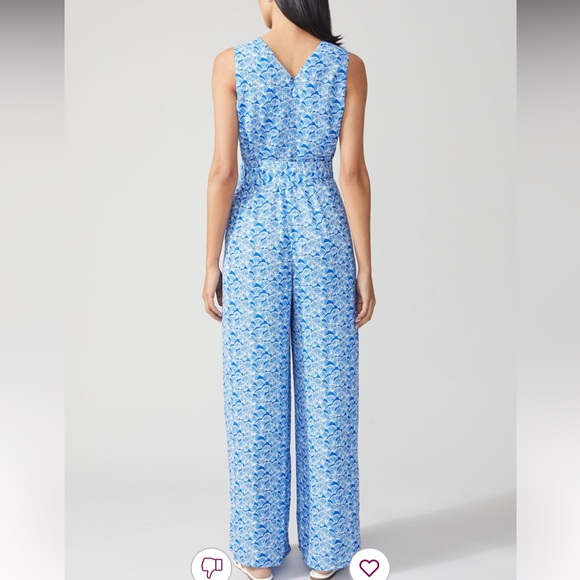 J. Mclaughlin Hermione Wide Leg V-Neck Jumpsuit shell print sz 8 - Picture 2 of 10